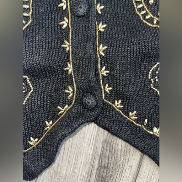 Vintage Donnkenny Women’s Sweater Vest Black with Gold Beading Size Large‎ - Picture 4 of 7